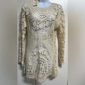 Raga Anthropologie Crochet Natural Tunic NWT